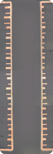 A cross-section of a 30 layer circuit board manufactured by Amitron.
